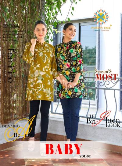 BABY VOL-2 BY PASSION TREE DESIGNER REYON KURTIS WHOLESALER IN INDIA